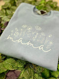 Mama Floral Blue Crewneck - Velora Luxury Fashion