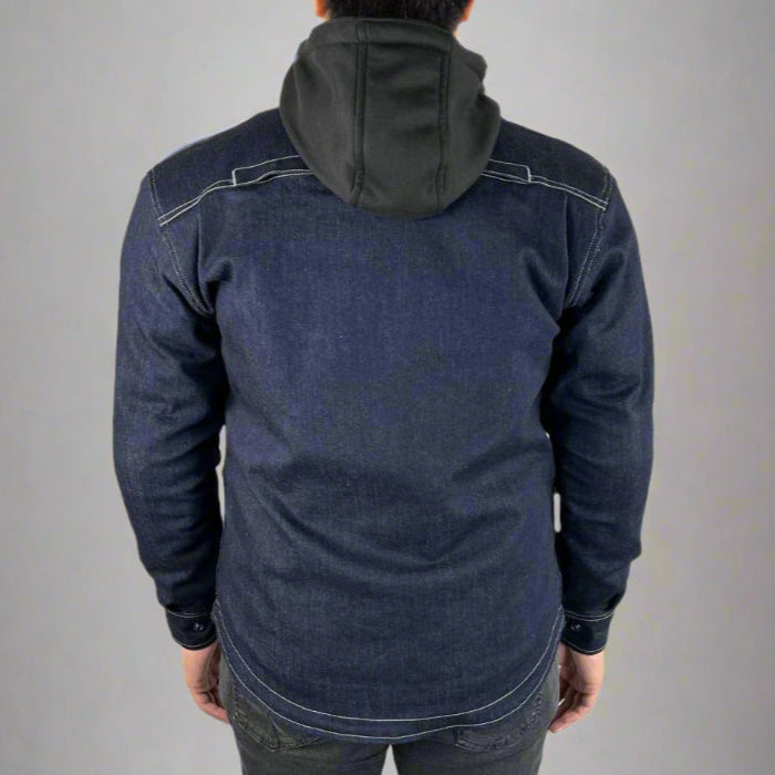 Men’s Armored Denim Shirt with Removable Hoodie - Velora Luxury Fashion