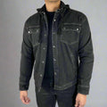 Men’s Armored Denim Shirt with Removable Hoodie - Velora Luxury Fashion