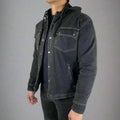 Men’s Armored Denim Shirt with Removable Hoodie - Velora Luxury Fashion