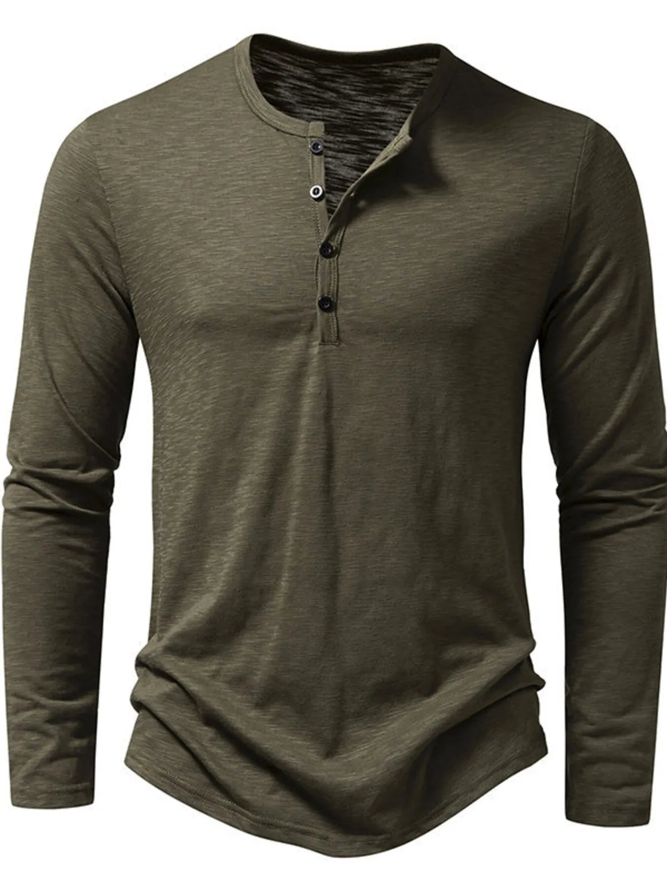 Men's Button Detail Long Sleeve T-Shirt - Velora Luxury Fashion