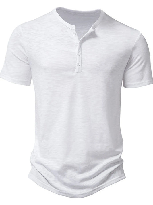 Men's Button Detail Short Sleeve Top - Velora Luxury Fashion
