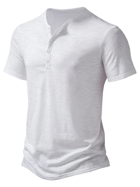 Men's Button Detail Short Sleeve Top - Velora Luxury Fashion