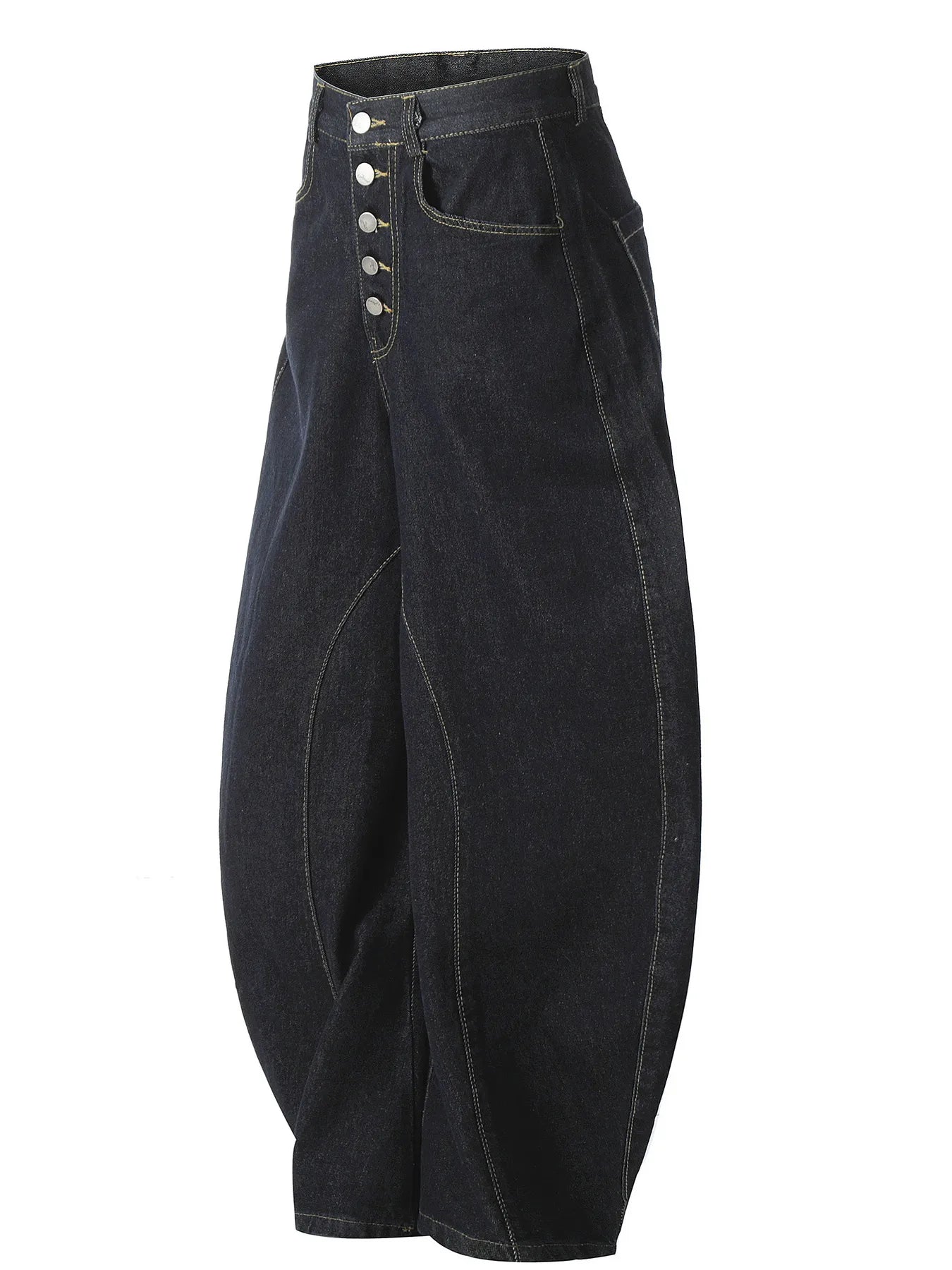 Men's Button Fly High Waist Curved Jeans - Velora