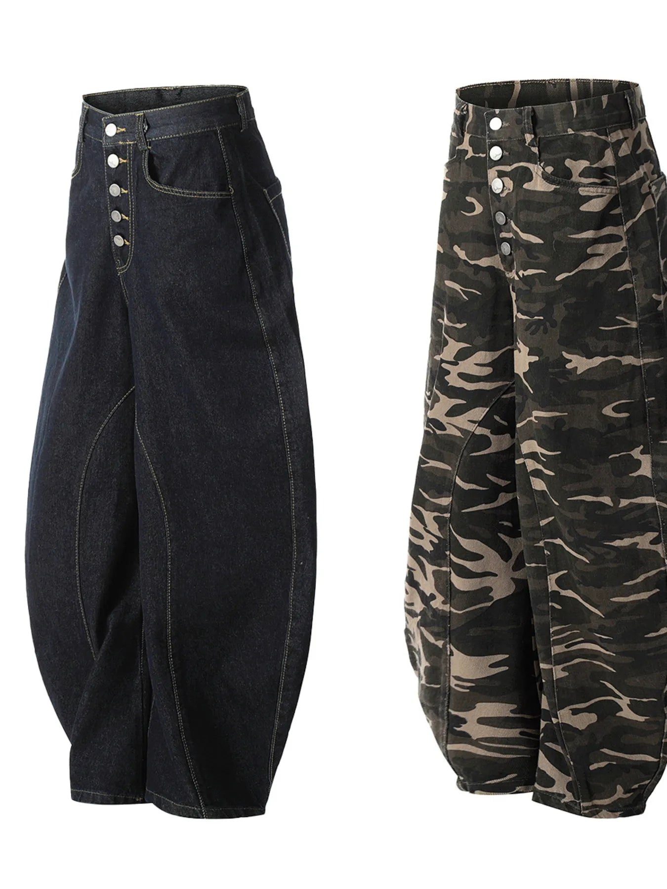 Men's Button Fly High Waist Curved Jeans - Velora