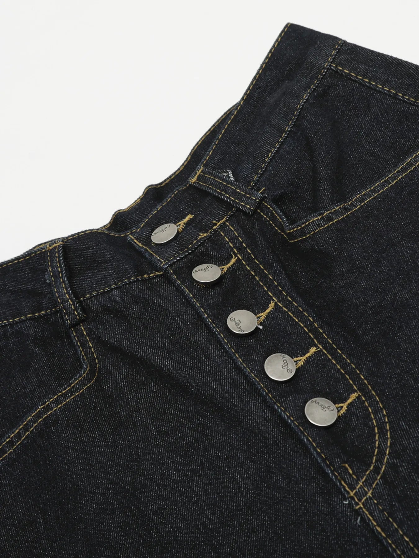 Men's Button Fly High Waist Curved Jeans - Velora