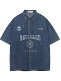 Men's Button Up Short Sleeve Denim Shirt - Velora Luxury Fashion