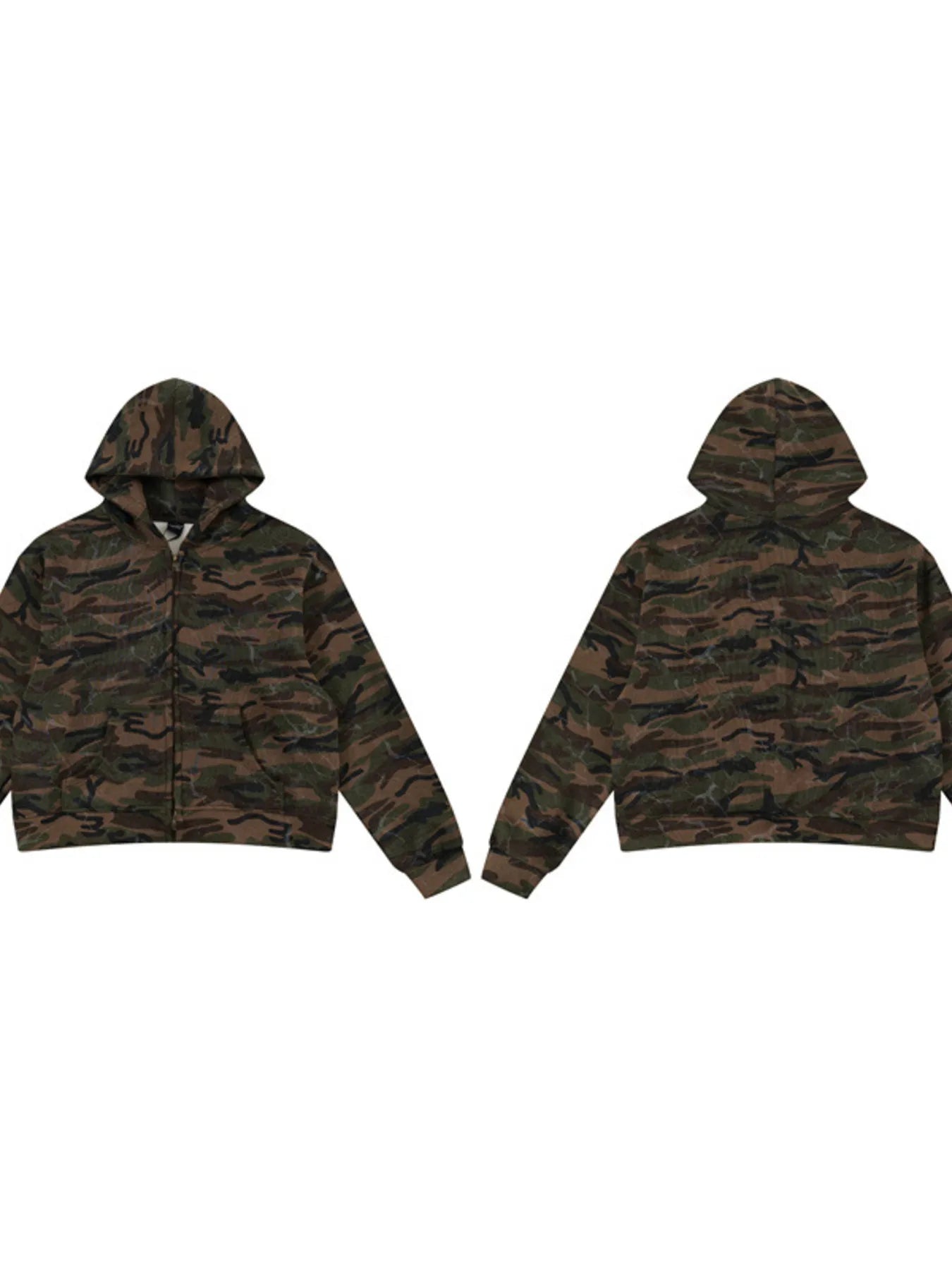 Men's Camouflage Print Zip-Up Hoodie - Velora Luxury Fashion