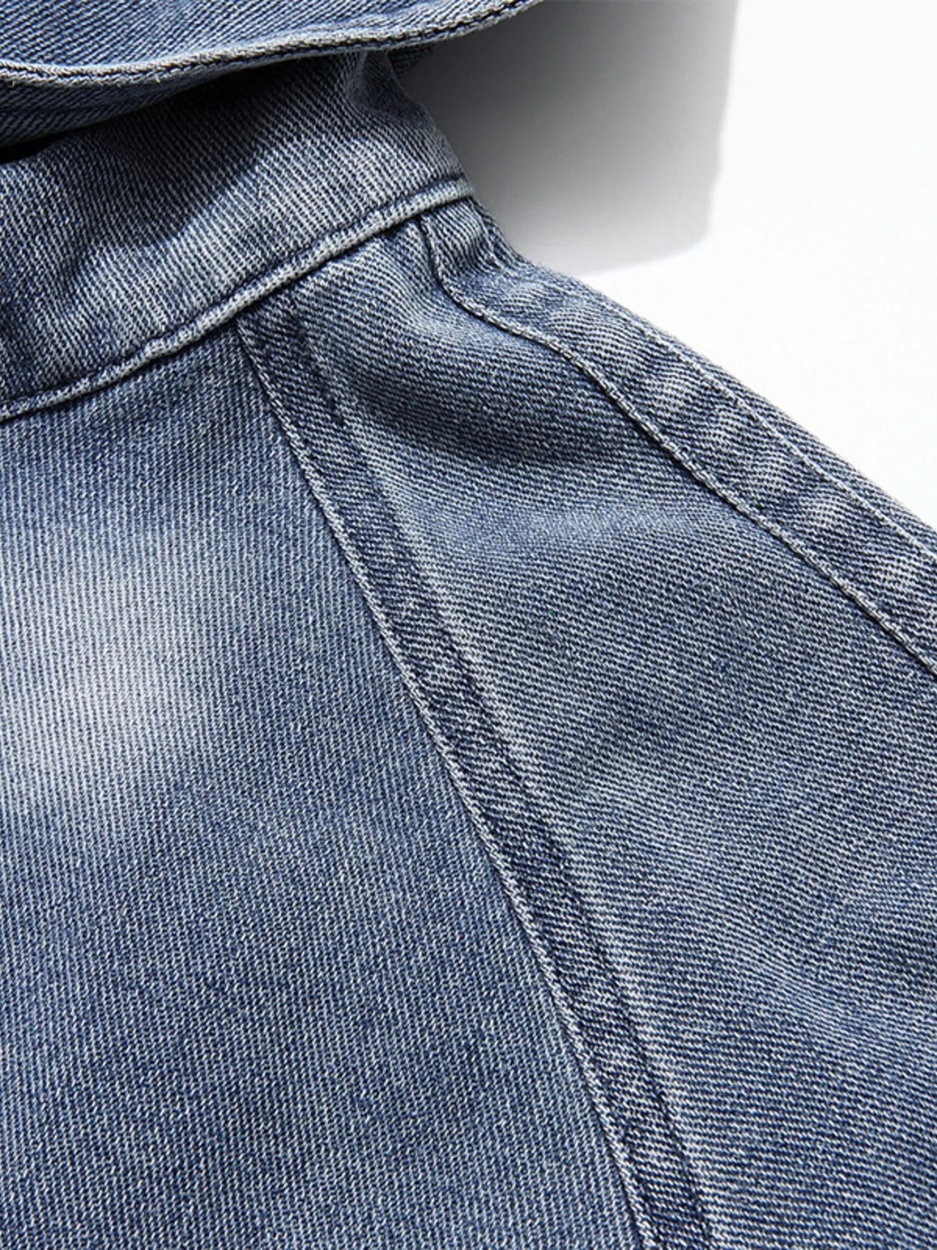 Men's Casual Quarter Zip Letter Washed Denim Hoodie - Velora