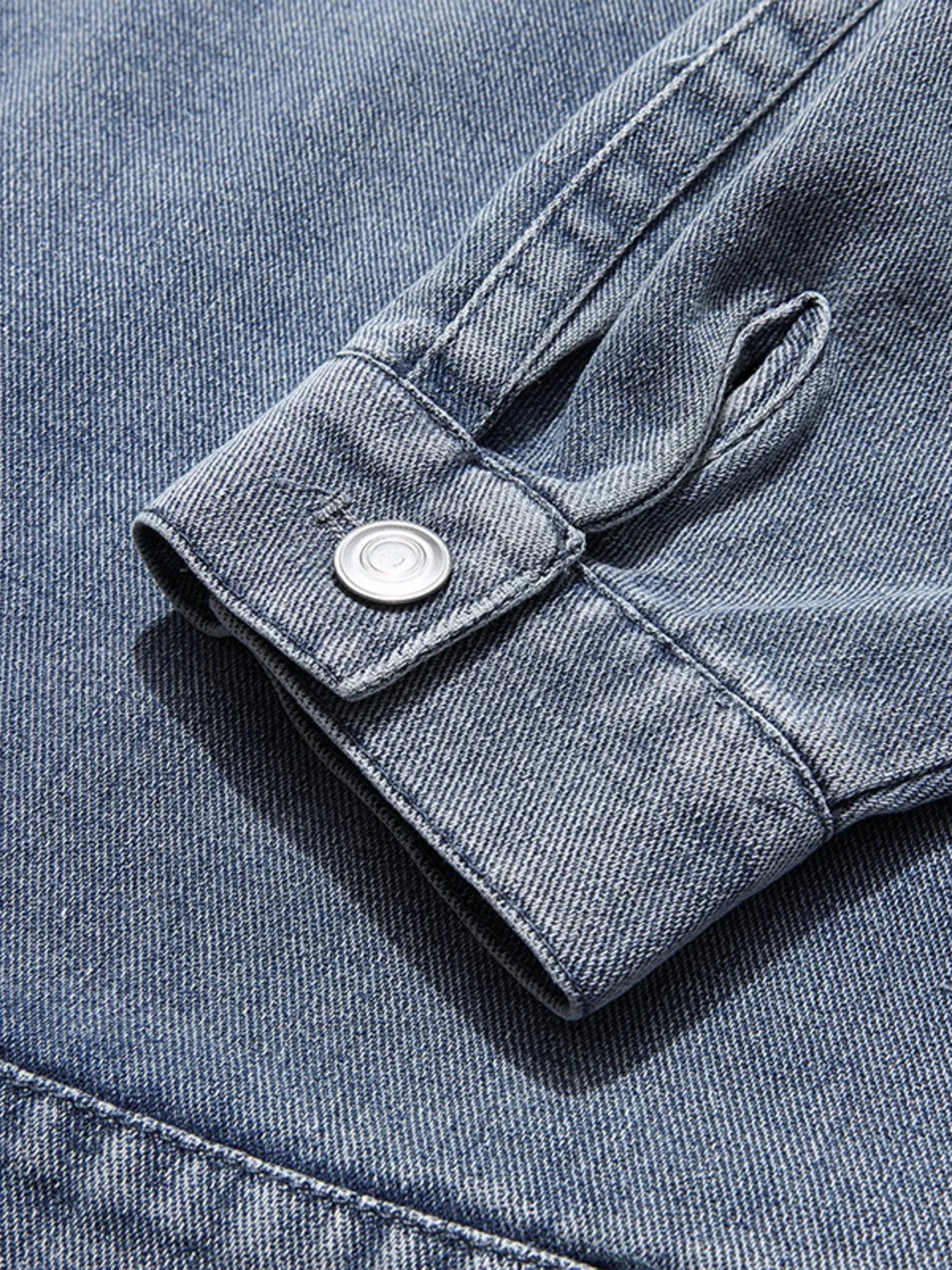 Men's Casual Quarter Zip Letter Washed Denim Hoodie - Velora