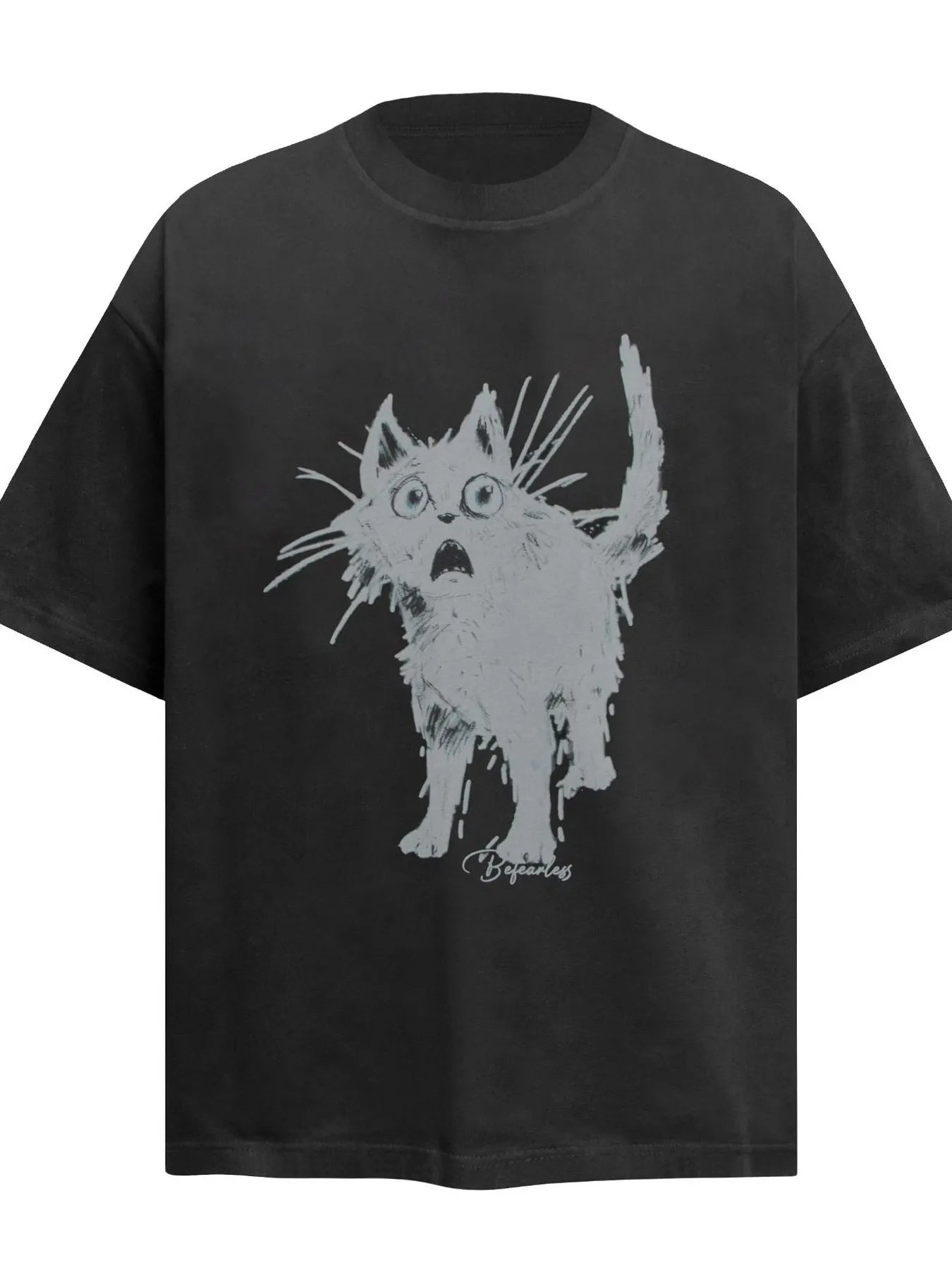 Men's Cat Graphic Short Sleeve Oversized T-Shirt - Velora Luxury Fashion