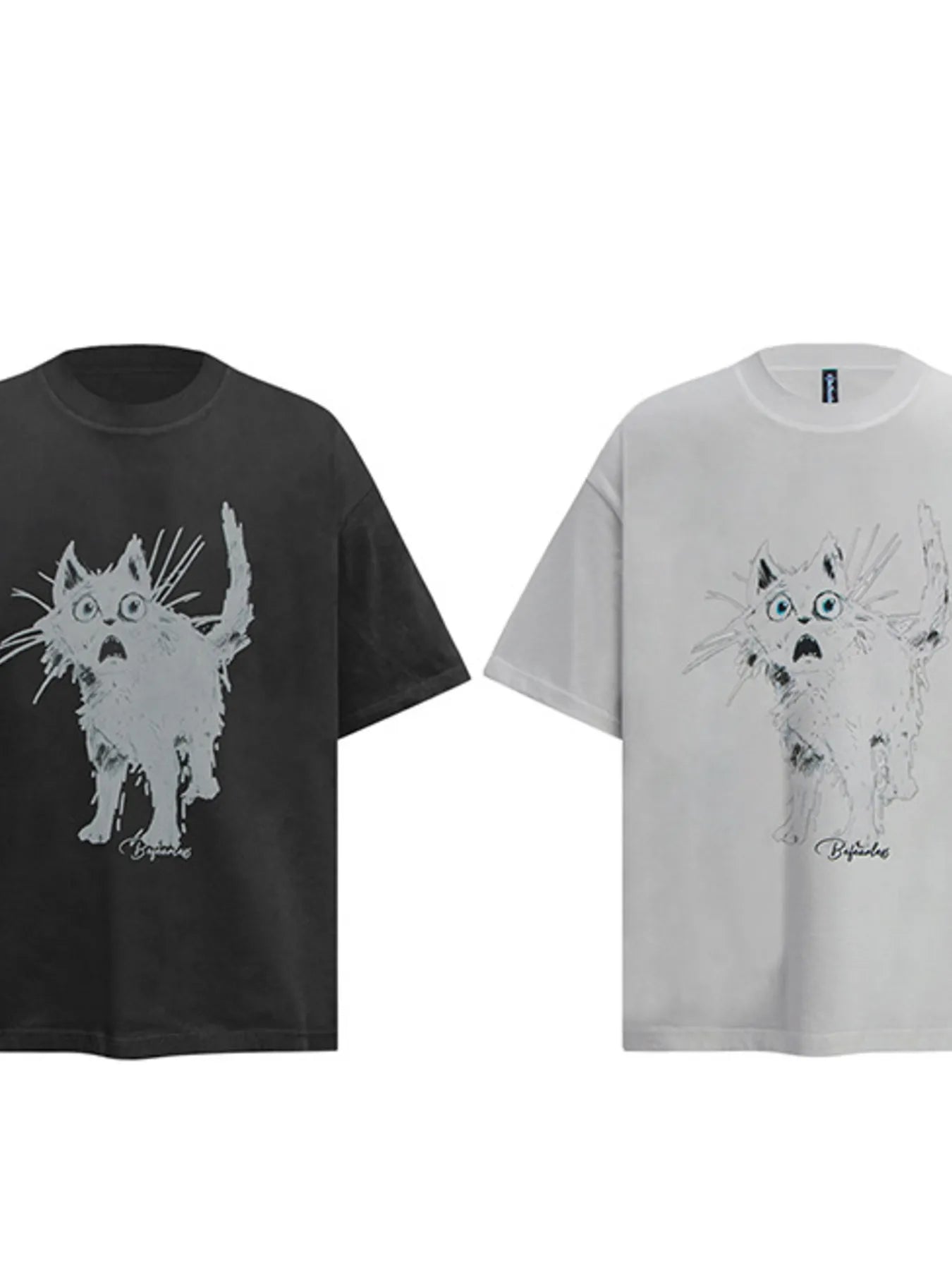 Men's Cat Graphic Short Sleeve Oversized T-Shirt - Velora Luxury Fashion