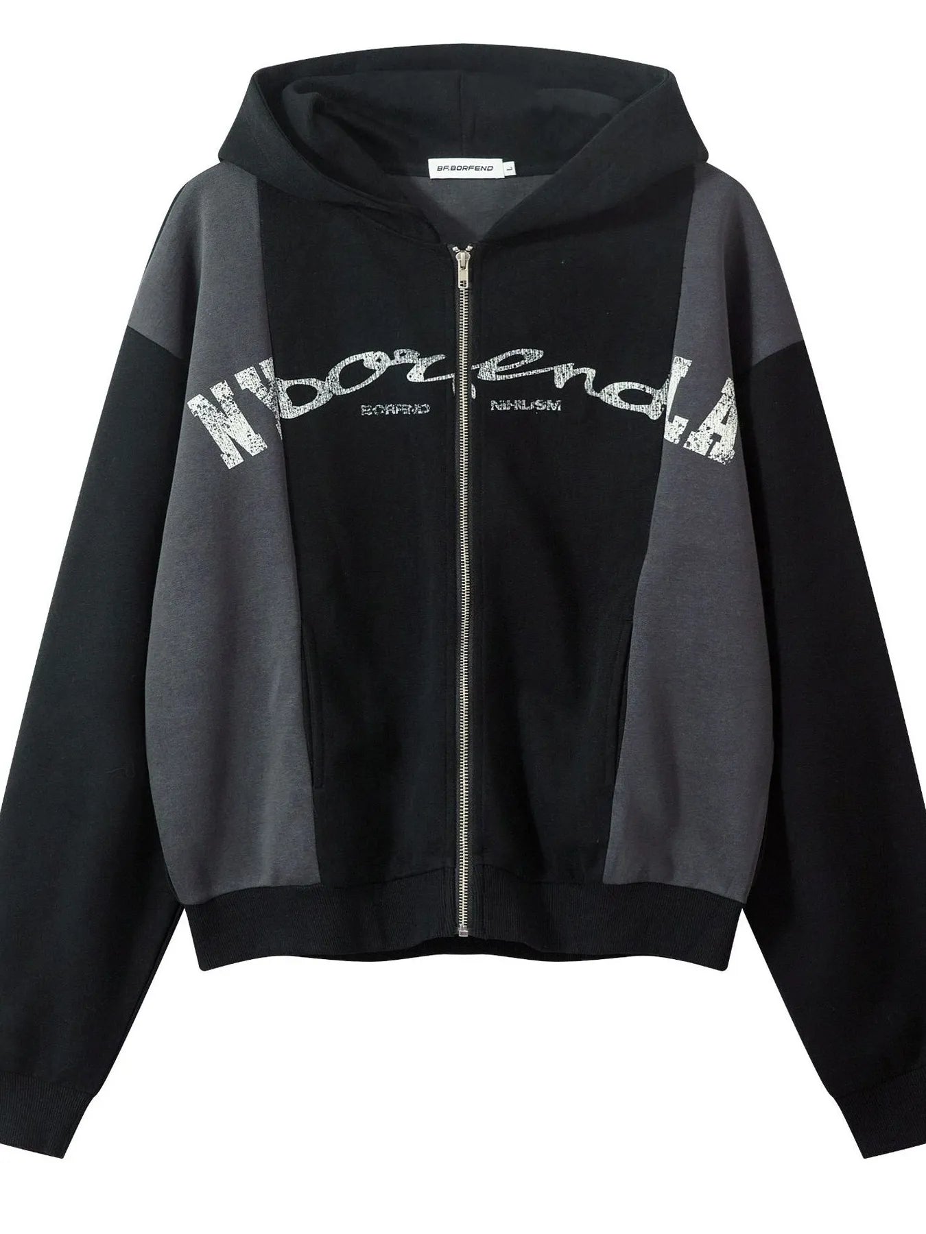 Men's Color Block Letter Graphic Zip-Up Hoodie - Velora