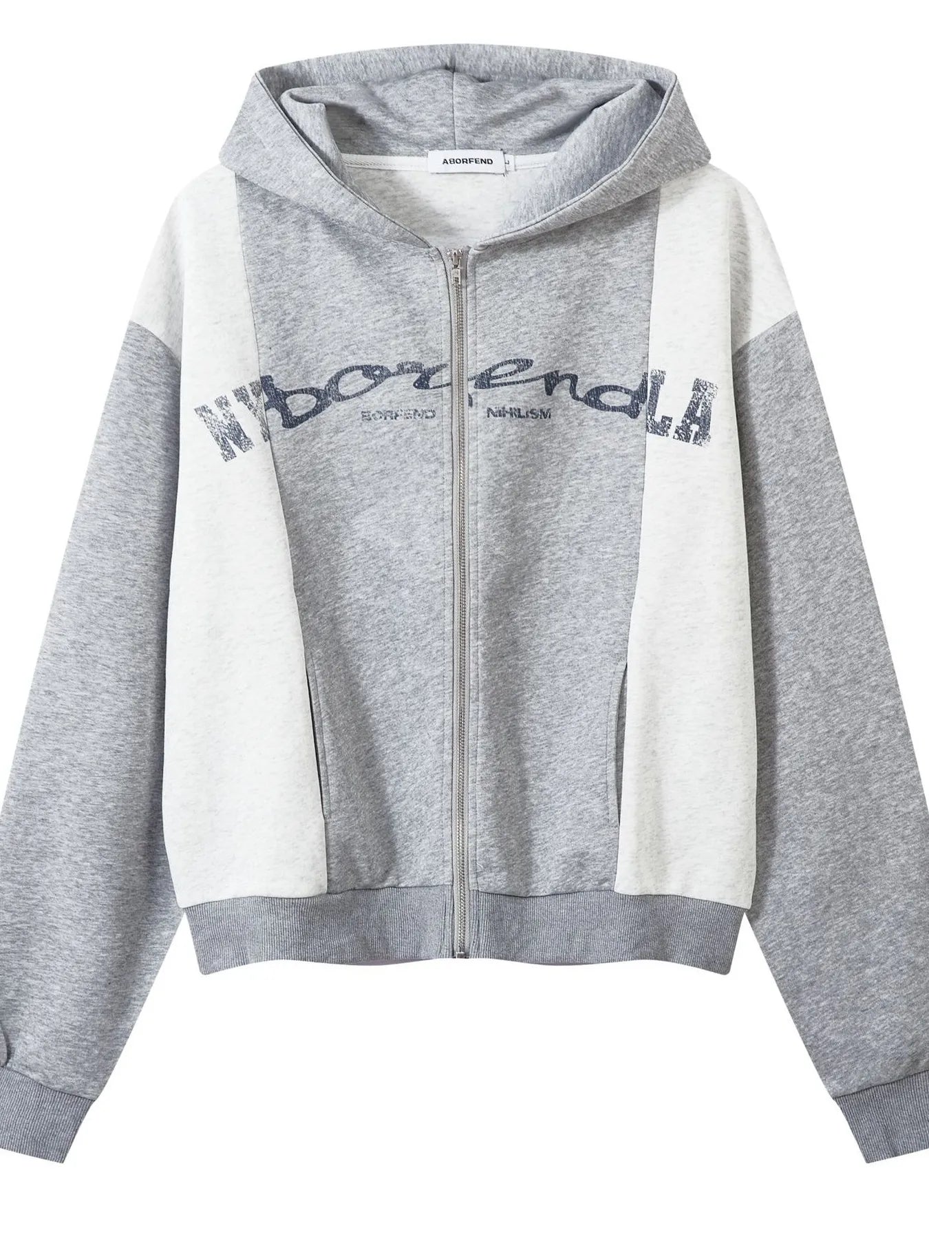 Men's Color Block Letter Graphic Zip-Up Hoodie - Velora