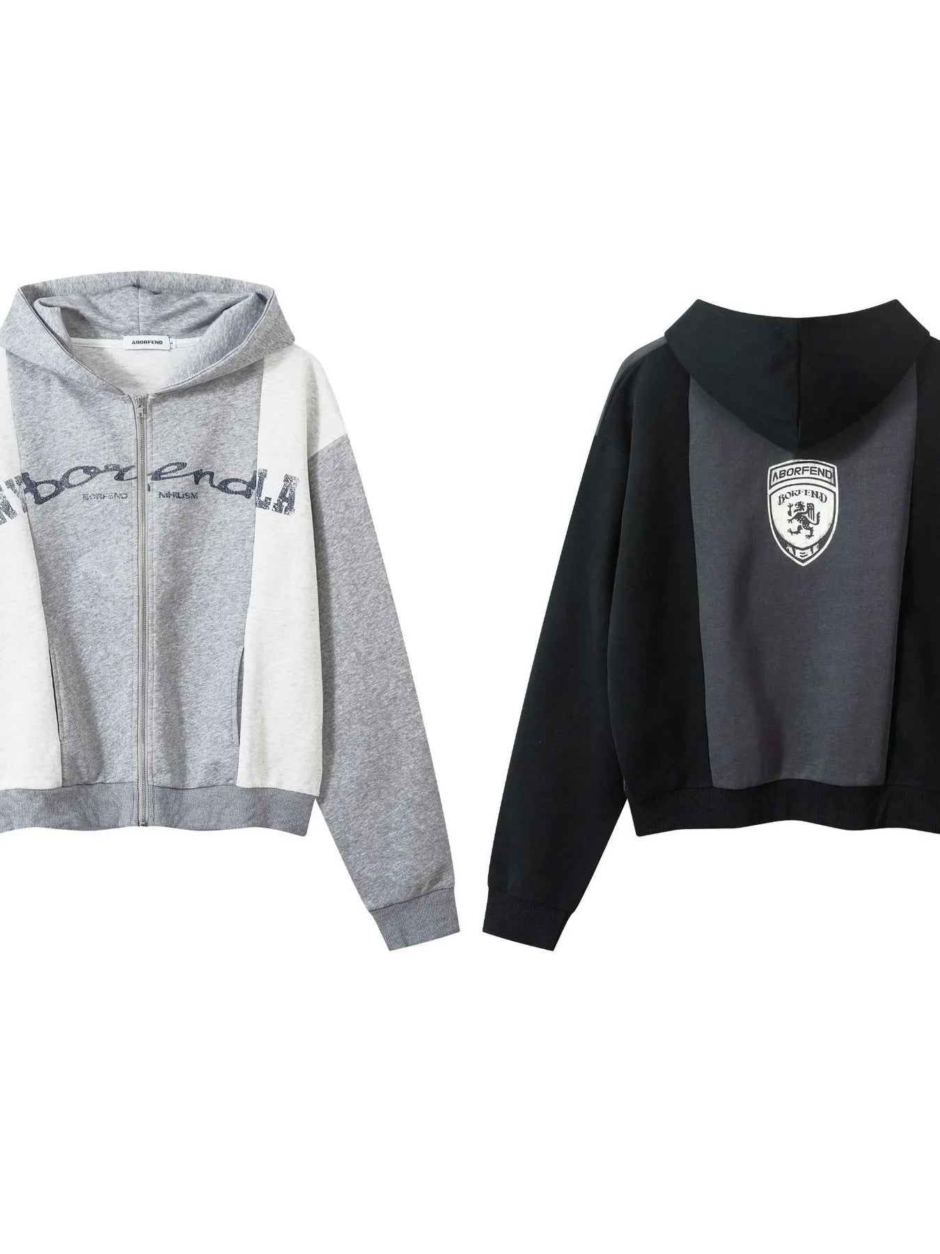 Men's Color Block Letter Graphic Zip-Up Hoodie - Velora