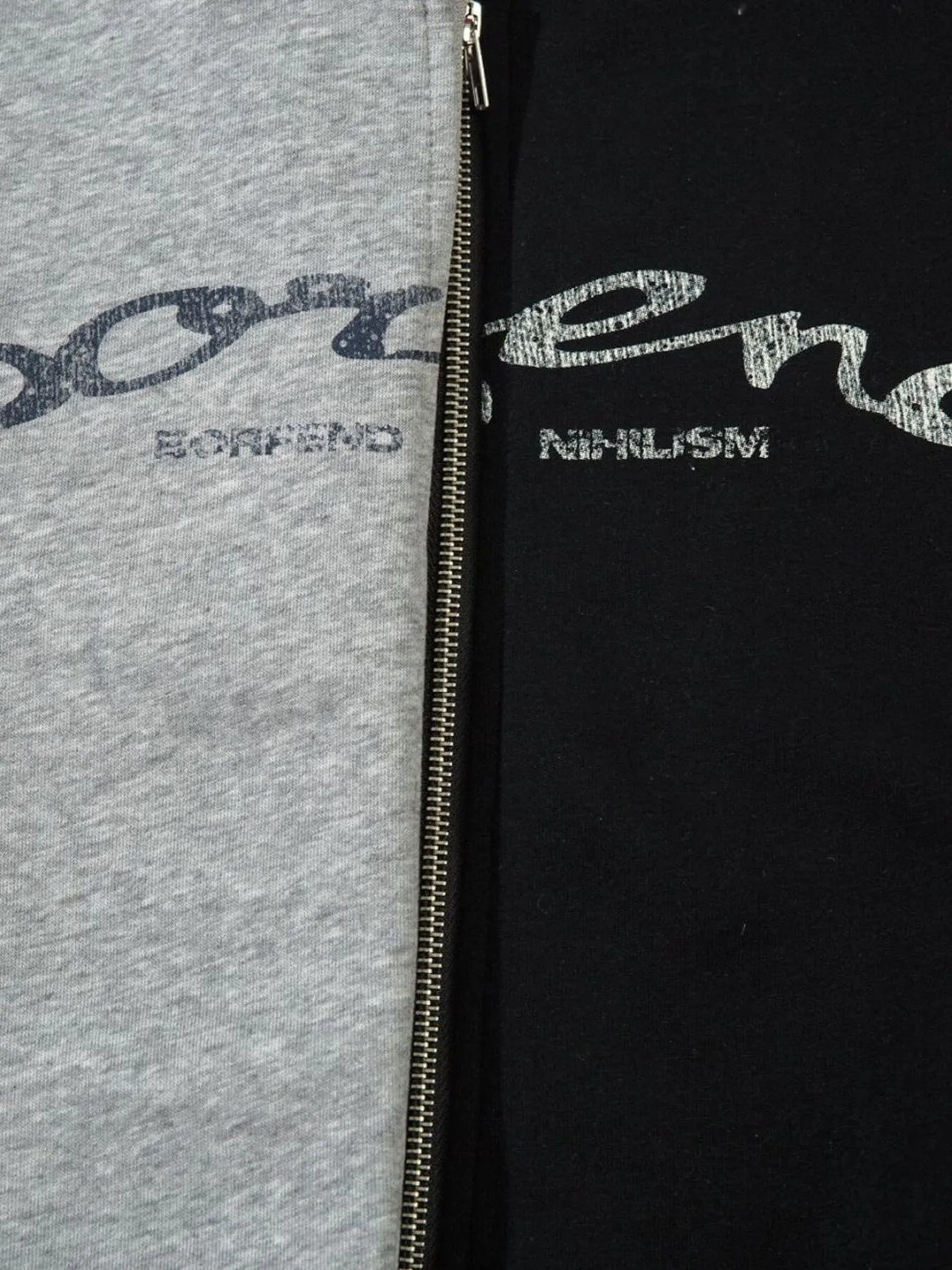 Men's Color Block Letter Graphic Zip-Up Hoodie - Velora