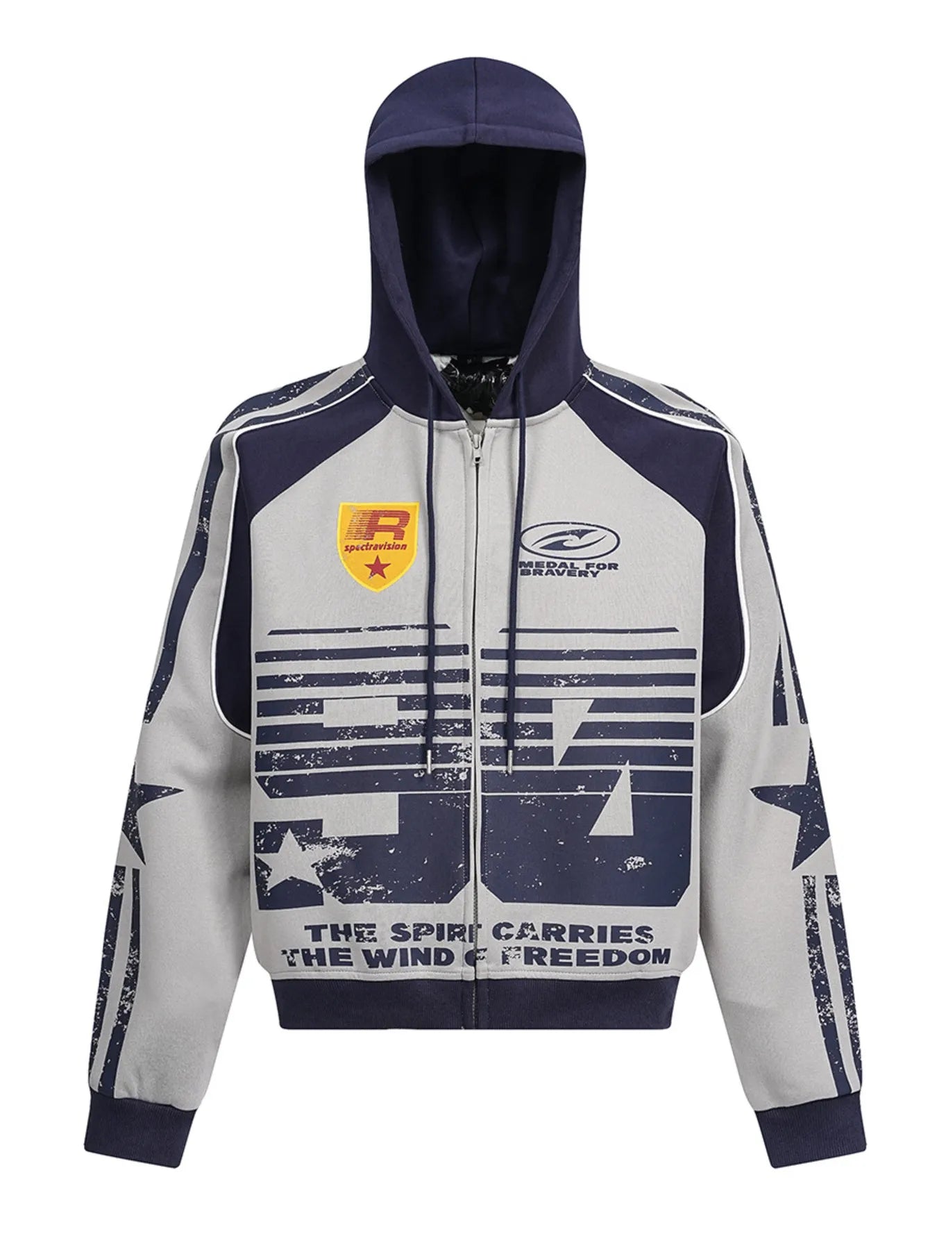 Men's Contrast Drawstring Zip-Up Hoodie - Velora