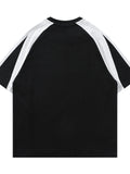 Men's Contrast Letter Round Neck Oversize T-Shirt - Velora Luxury Fashion