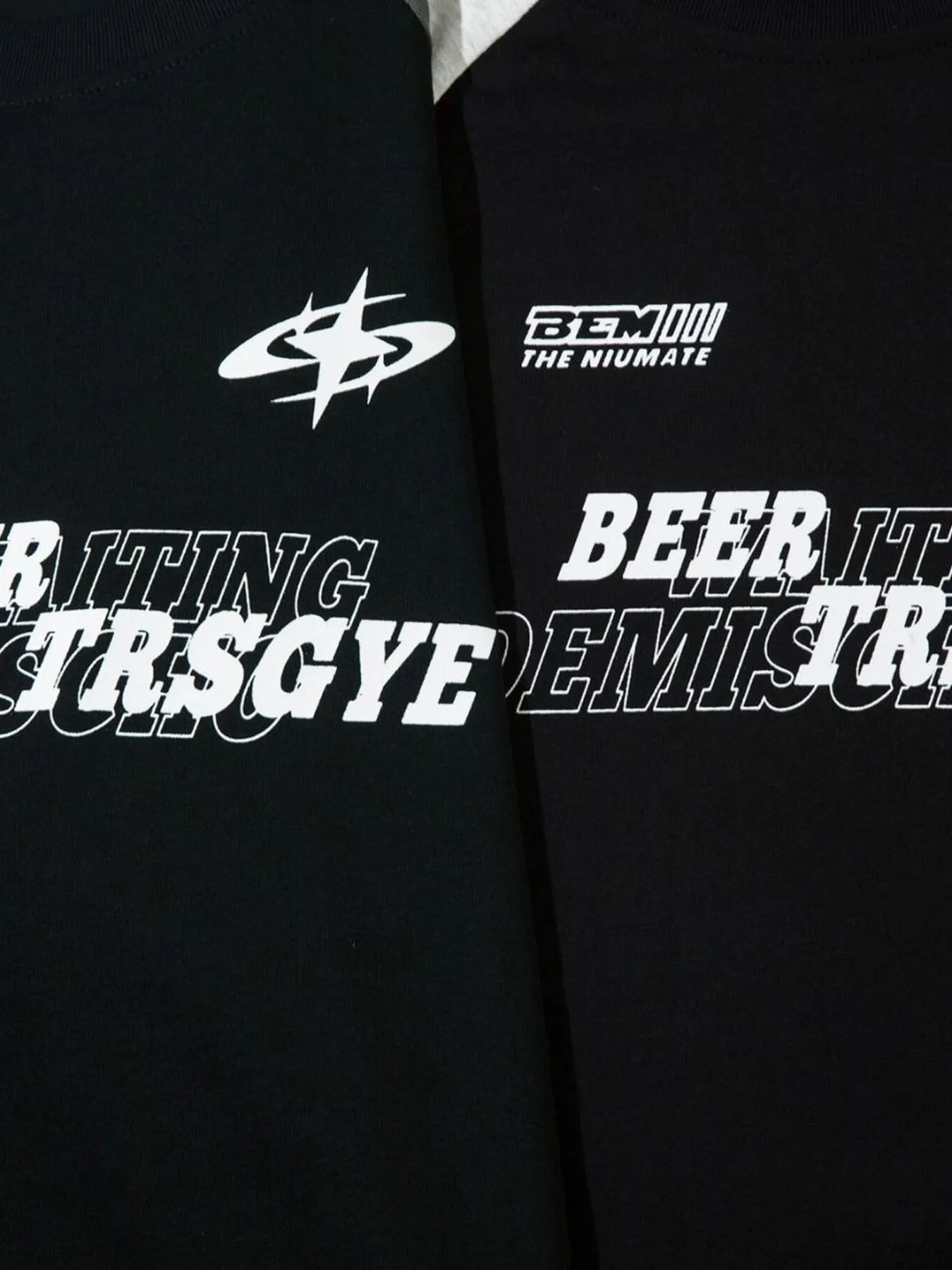 Men's Contrast Letter Round Neck Oversize T-Shirt - Velora Luxury Fashion