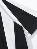 Men's Contrast Letter Round Neck Oversize T-Shirt - Velora Luxury Fashion