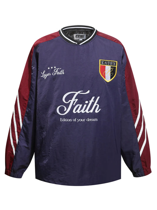 Men's Contrast Pullover Windbreaker with Embroidered Deatil - Velora