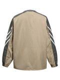 Men's Contrast Pullover Windbreaker with Embroidered Deatil - Velora Luxury Fashion