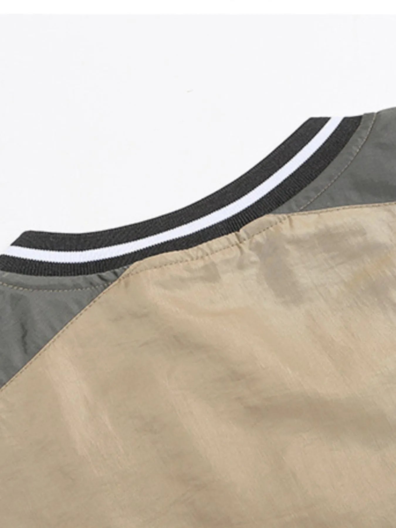 Men's Contrast Pullover Windbreaker with Embroidered Deatil - Velora