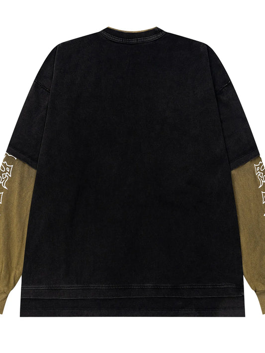 Men's Contrast Sleeve Round Neck Sweatshirt - Velora