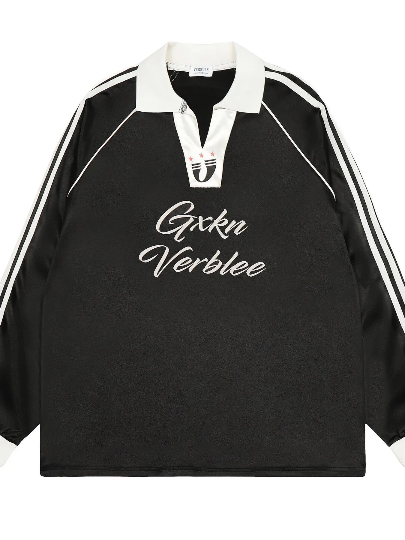 Men's Contrast Striped Long Sleeve Polo - Velora Luxury Fashion