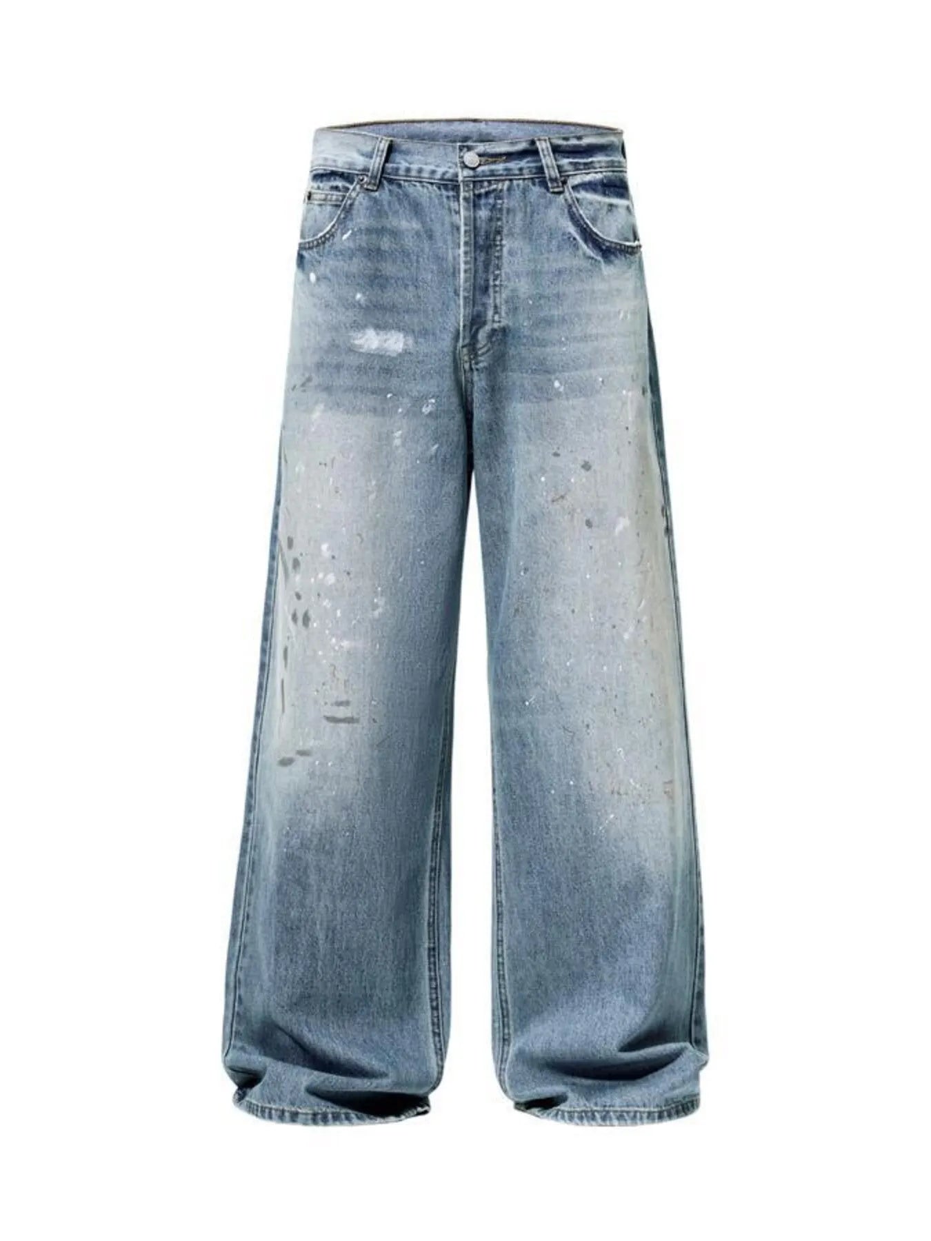 Men's Distressed Button Fly Wide Leg Jeans - Velora Luxury Fashion