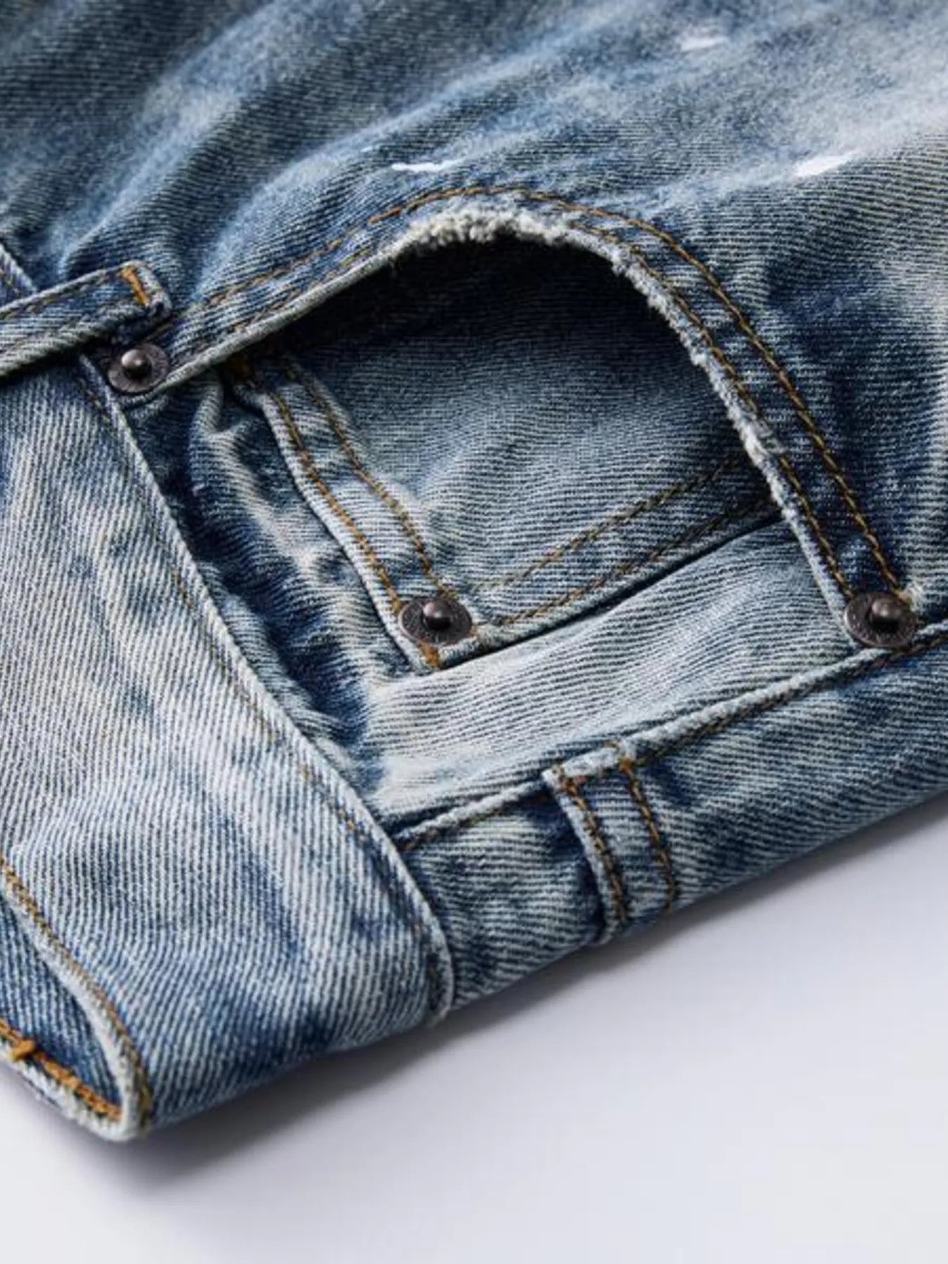 Men's Distressed Button Fly Wide Leg Jeans - Velora Luxury Fashion