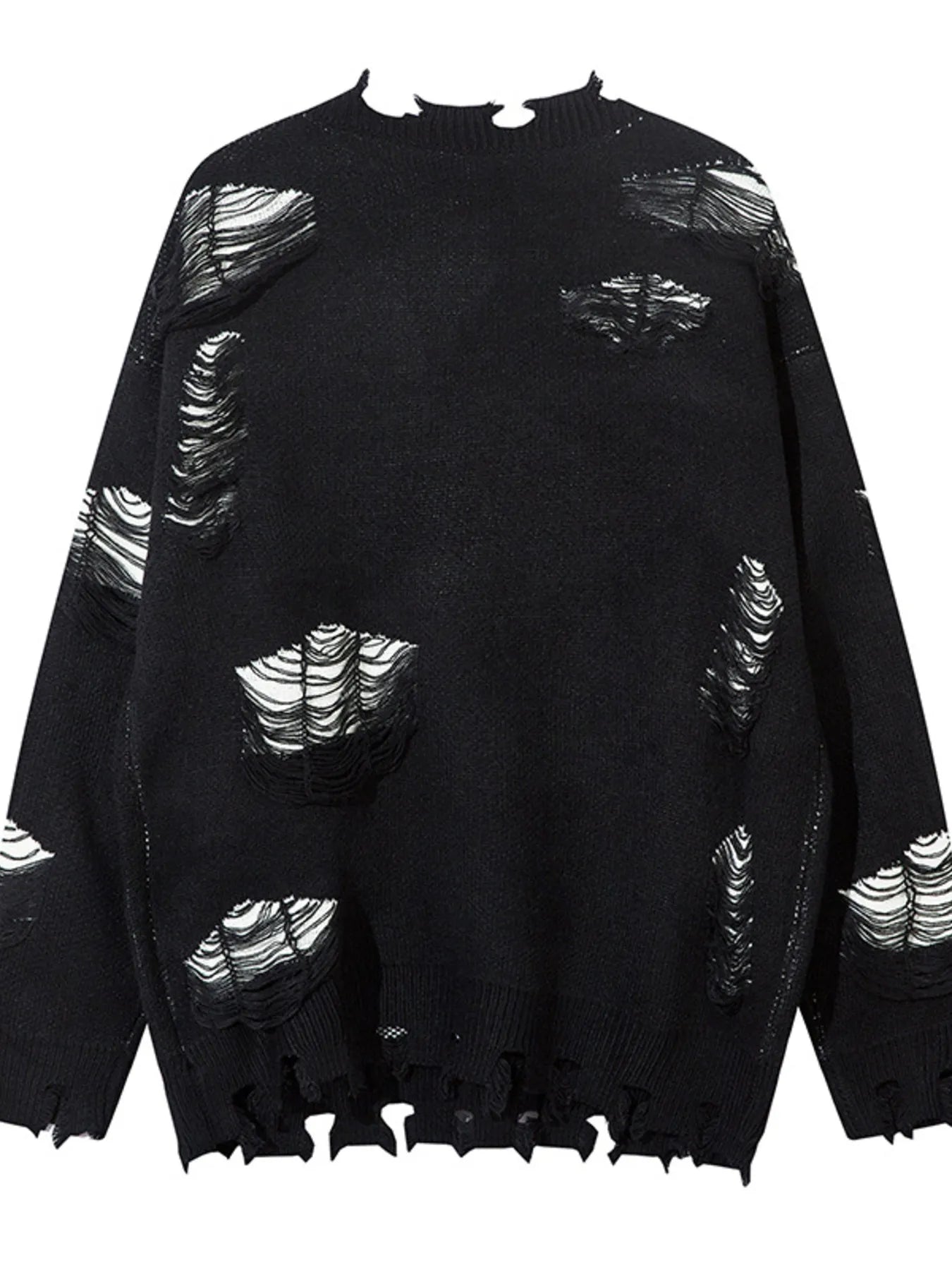 Men's Distressed Chain Detail Oversized Sweater - Velora Luxury Fashion