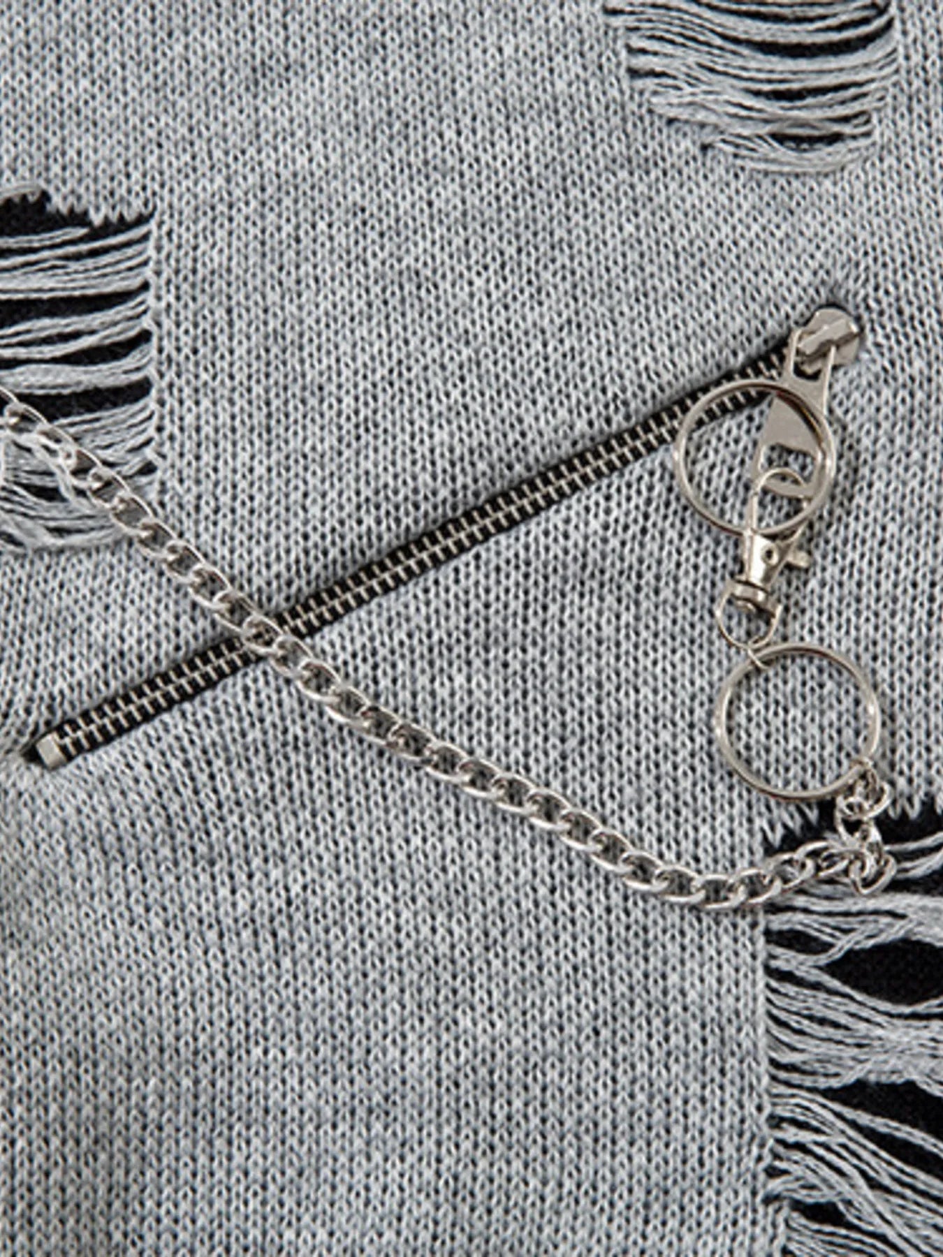 Men's Distressed Chain Detail Oversized Sweater - Velora Luxury Fashion