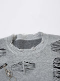 Men's Distressed Chain Detail Oversized Sweater - Velora Luxury Fashion