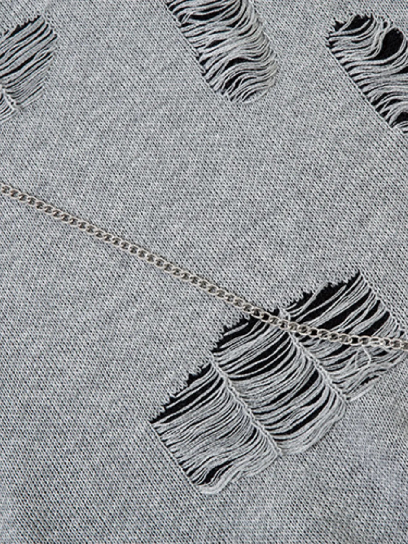 Men's Distressed Chain Detail Oversized Sweater - Velora Luxury Fashion