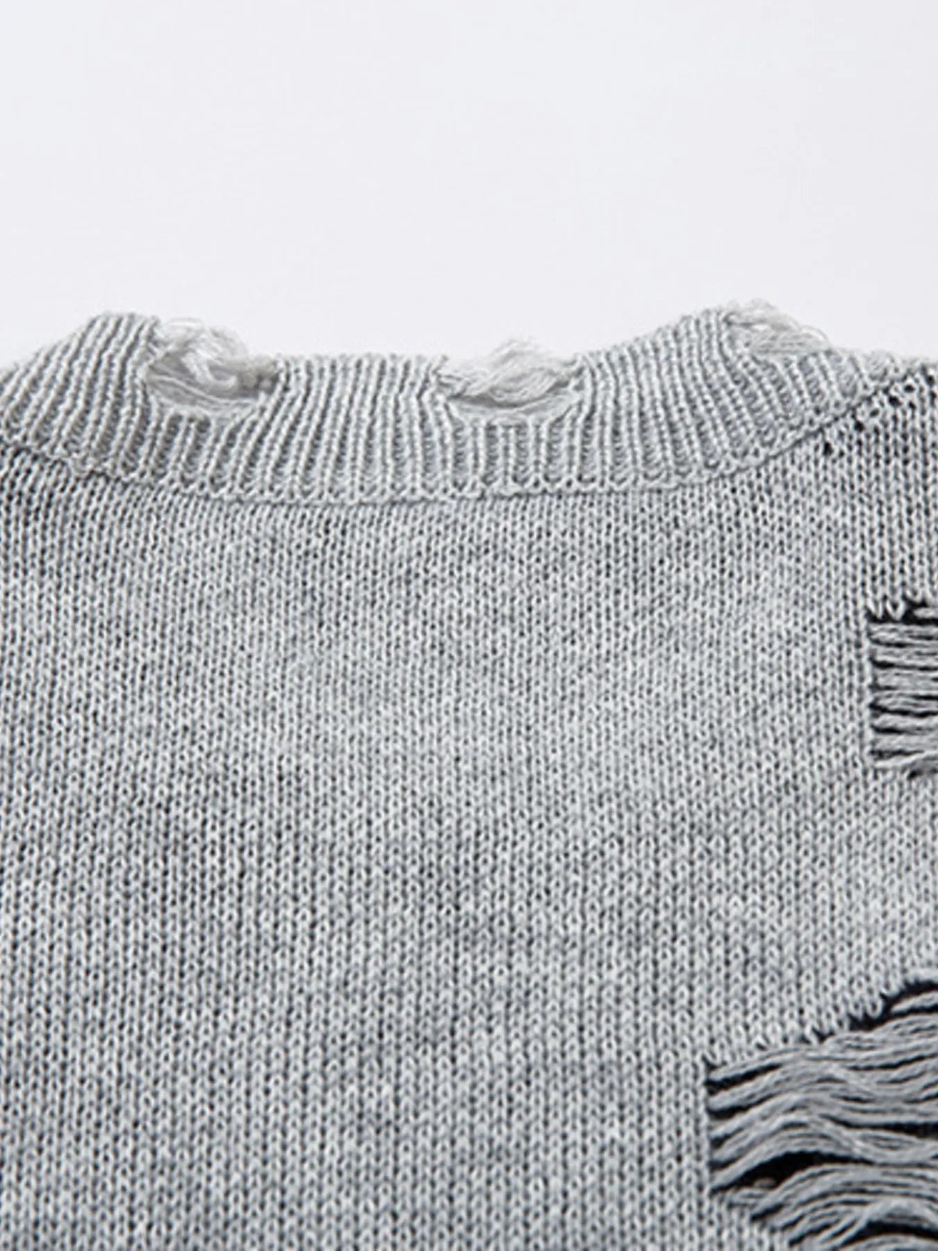 Men's Distressed Chain Detail Oversized Sweater - Velora Luxury Fashion