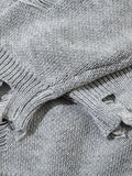 Men's Distressed Chain Detail Oversized Sweater - Velora Luxury Fashion
