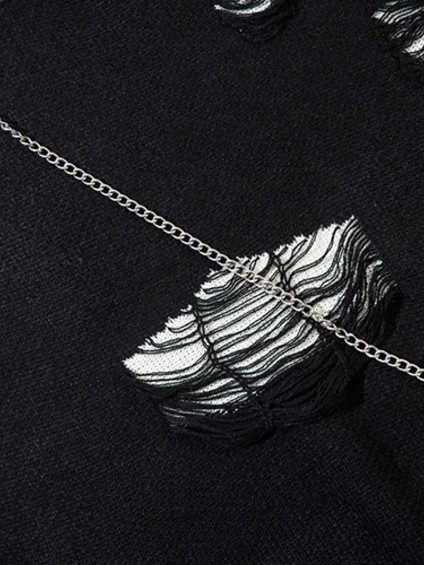 Men's Distressed Chain Detail Oversized Sweater - Velora Luxury Fashion