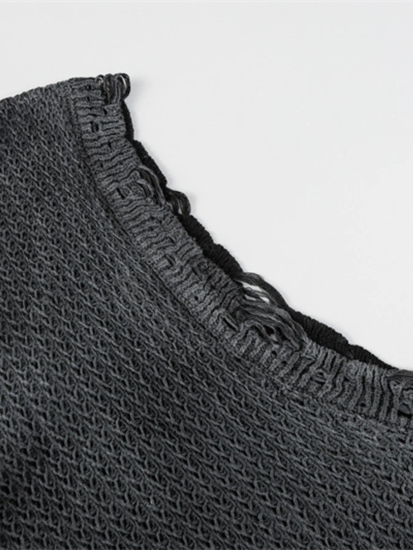 Men's Distressed Knit Vest with Frayed Edges - Velora Luxury Fashion