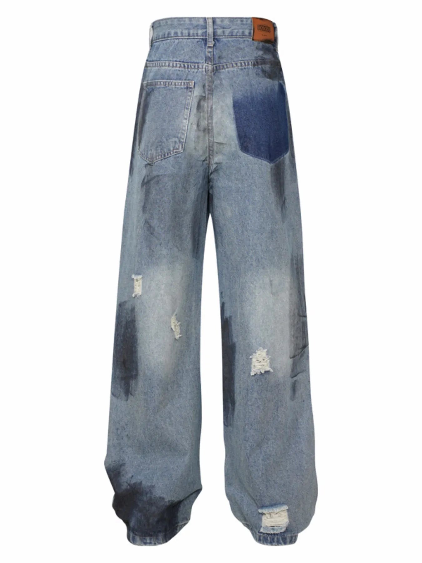 Men's Distressed Wide Leg Vintage Wash Jeans - Velora Luxury Fashion