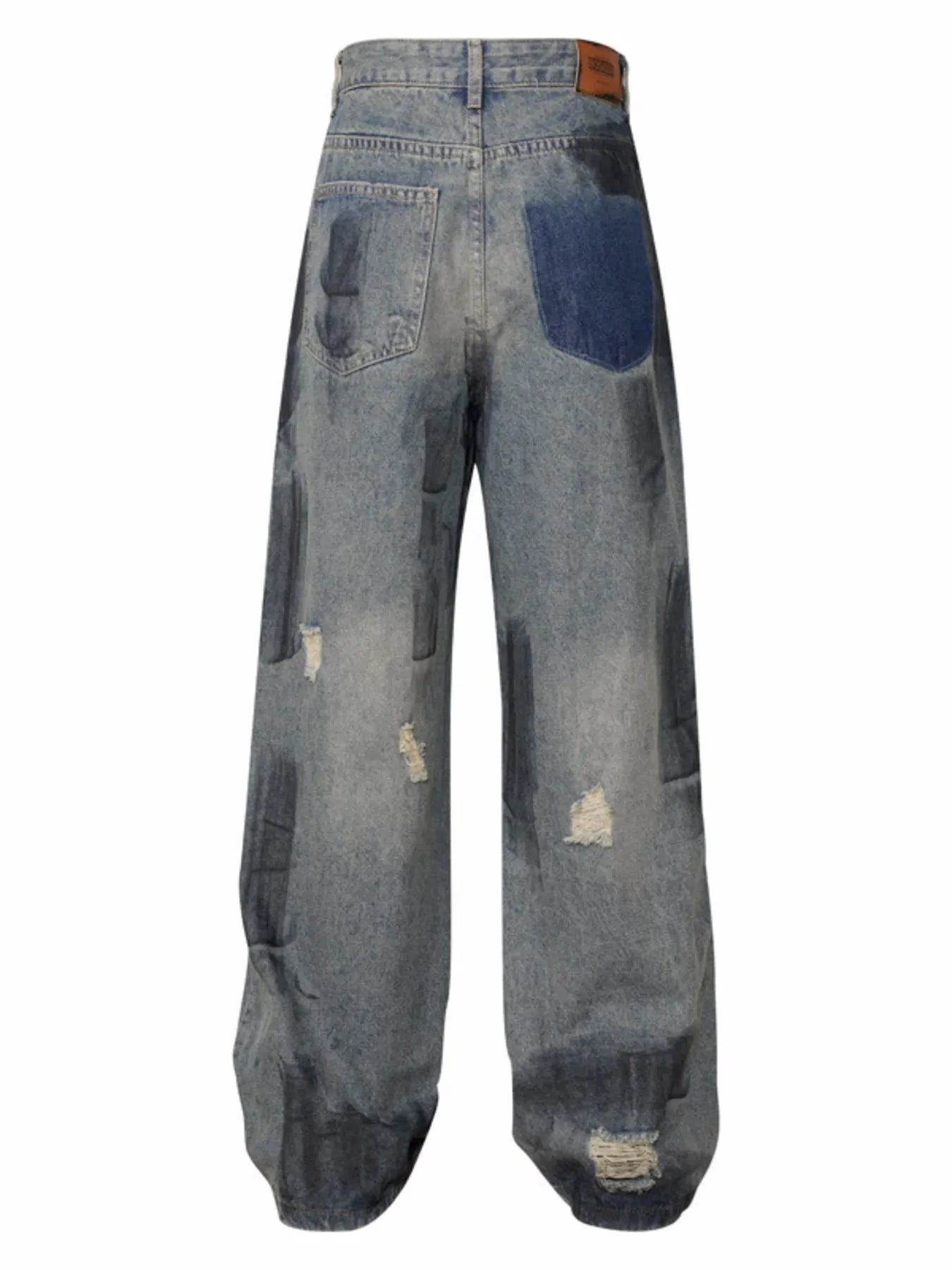Men's Distressed Wide Leg Vintage Wash Jeans - Velora Luxury Fashion