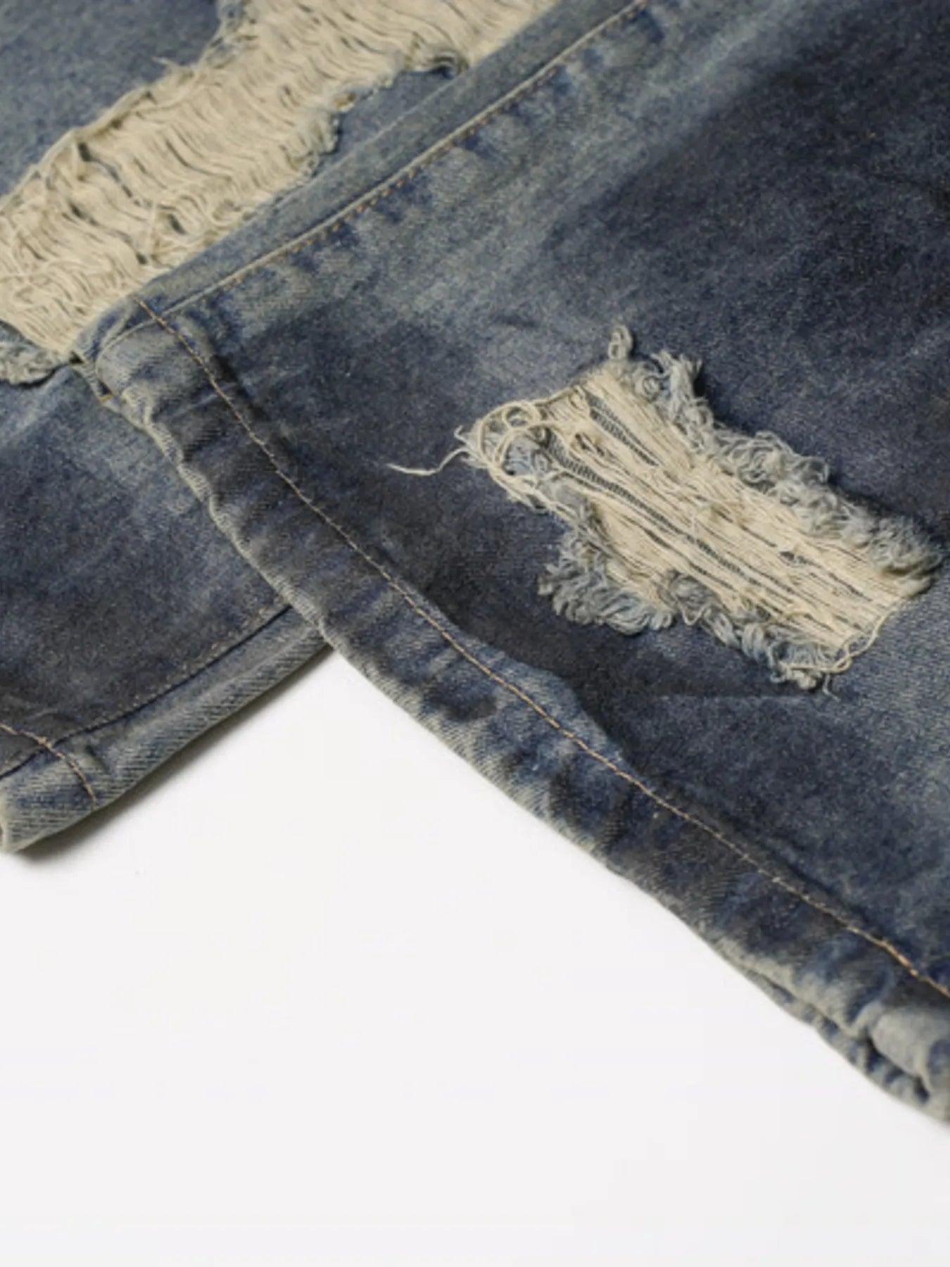 Men's Distressed Wide Leg Vintage Wash Jeans - Velora Luxury Fashion