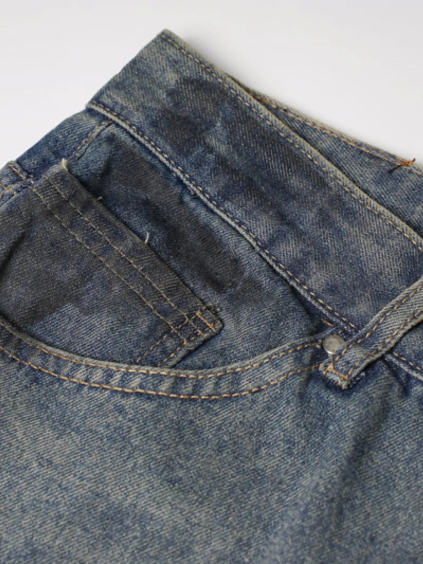 Men's Distressed Wide Leg Vintage Wash Jeans - Velora Luxury Fashion