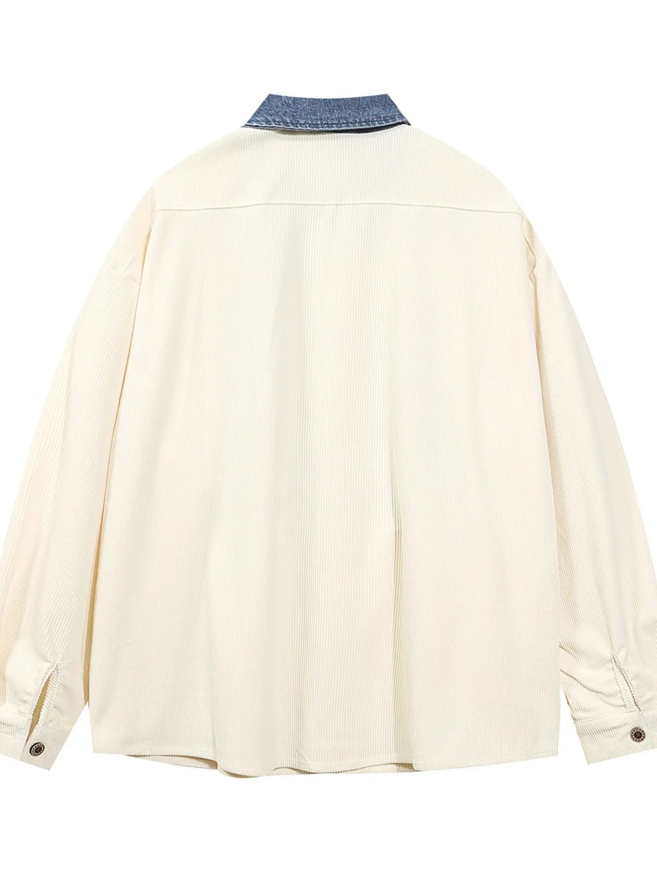 Men's Embroidered Denim Collared Corduroy Long-Sleeved Shirt - Velora Luxury Fashion