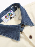 Men's Embroidered Denim Collared Corduroy Long-Sleeved Shirt - Velora Luxury Fashion