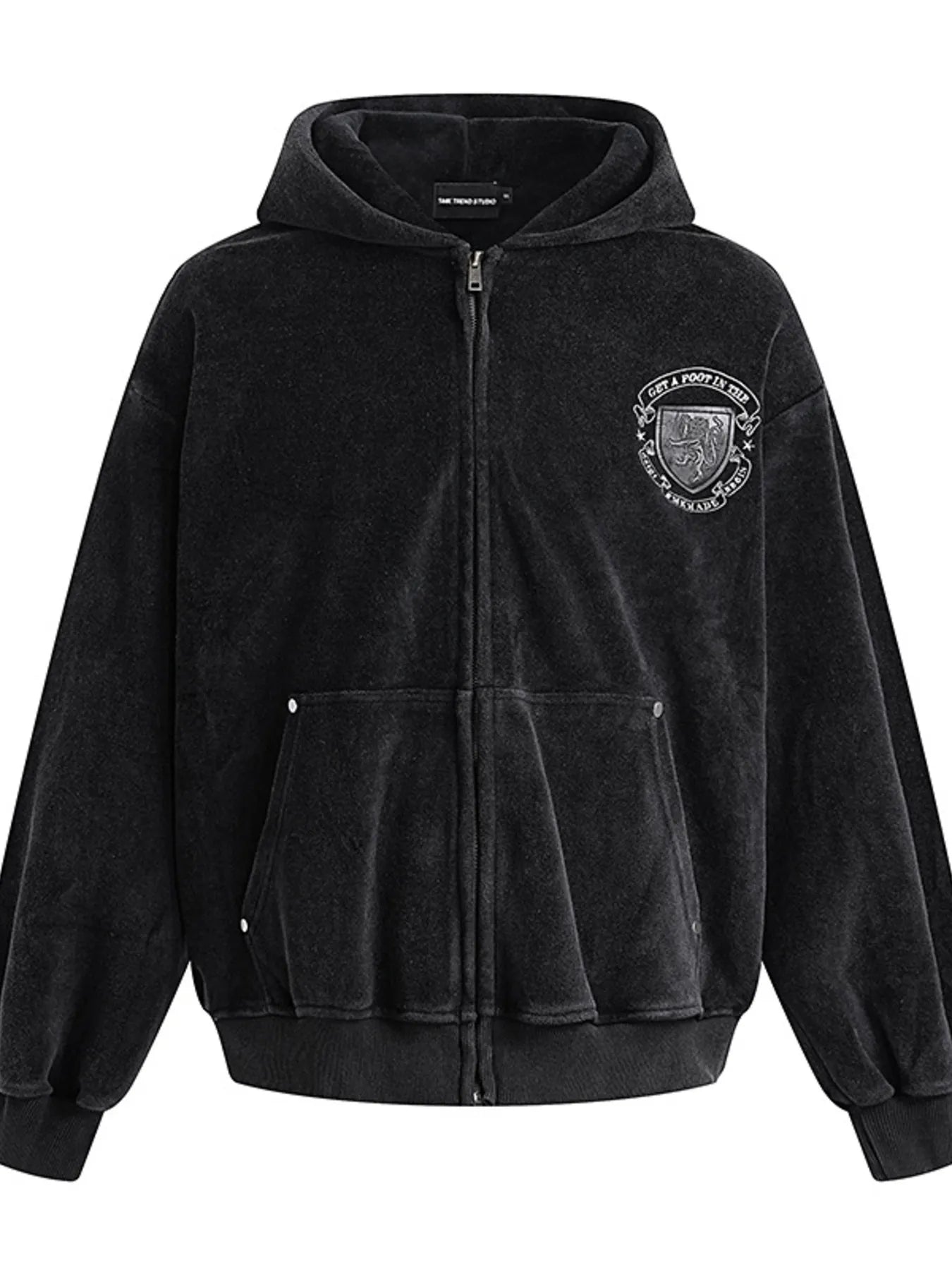 Men's Embroidered Detail Zip Up Hoodie - Velora