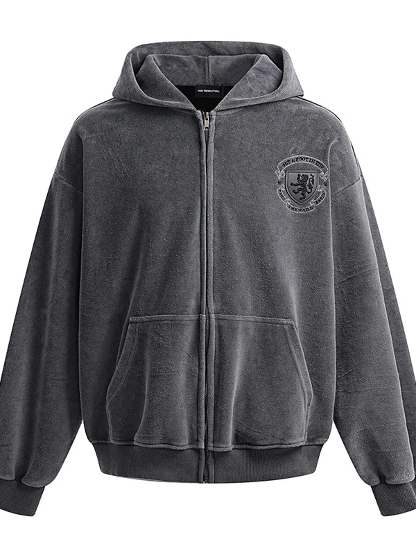 Men's Embroidered Detail Zip Up Hoodie - Velora