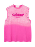Men's Embroidered Round Neck Tank Top - Velora Luxury Fashion