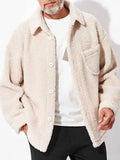 Men's Full Size Button Up Drop Shoulder Sherpa Jacket Plus Size - Velora Luxury Fashion
