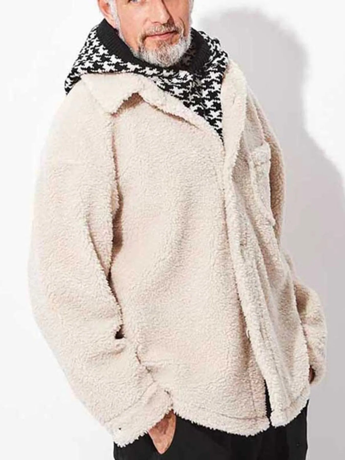 Men's Full Size Button Up Drop Shoulder Sherpa Jacket Plus Size - Velora Luxury Fashion